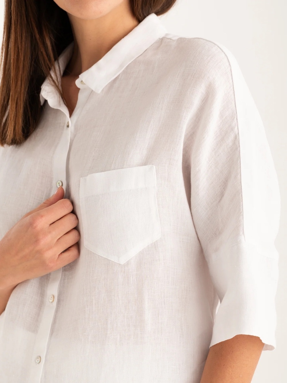 120 Lino Relaxed Fit Shirt with Pocket Women’s XXS/38 100% Linen - Picture 4 of 10